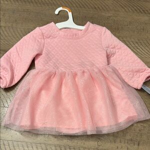 Adorable Pink Quilted Dress with Tulle Skirt